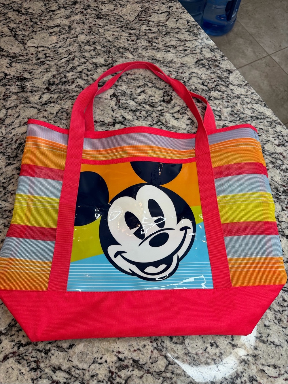 Disney Mickey Mouse Red Stripe mesh Beach Tote